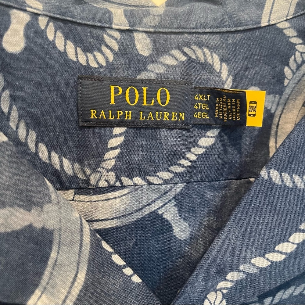 $138 NWT Polo Ralph Lauren Classic Fit Cotton-Linen Camp Shirt 4XLT Wheel Boat - Picture 2 of 8